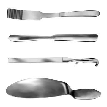Set of surgical abdominal spatulas Kader Buyalsky Reverden. Special medical i Stock Illustration