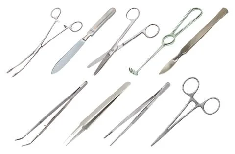 Set of surgical instruments. Isolated objects. Vector illustration Stock Illustration