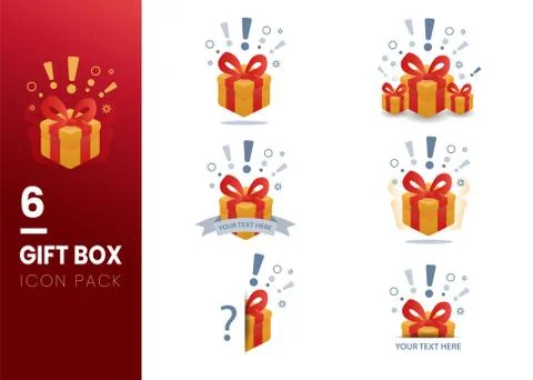 Set of Surprise box flat icon on a white background. Vector Illustration. Stock Illustration
