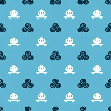 Set Sushi and Dumpling on cutting board on seamless pattern. Vector イラスト素材