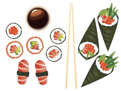 Set of Sushi Stock Illustration
