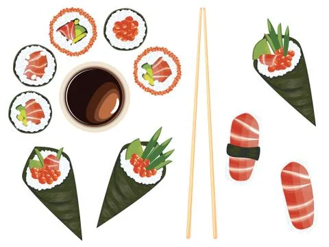 Set of Sushi Stock Illustration
