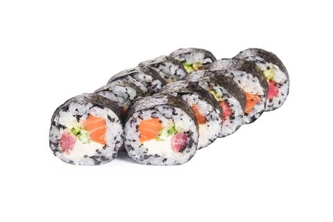 Set of sushi rolls isolated Stock Photos