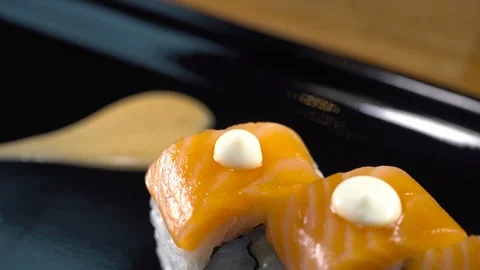 Set of sushi  on wood table. Video stock 106316351