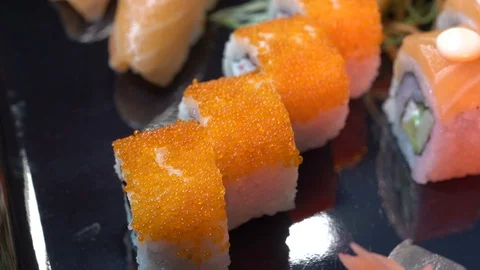 Set of sushi  on wood table. Stock Footage 106316702