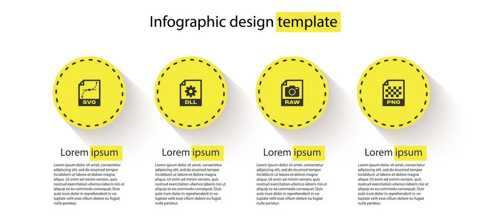 Set SVG file document, DLL, RAW and PNG. Business infographic template. Vector Stockillustratie