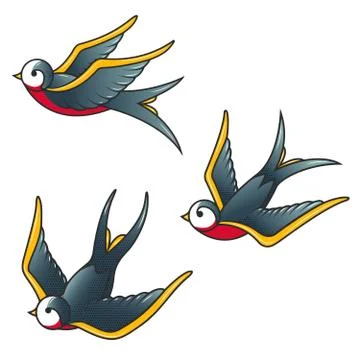 Set of the swallow icons. Design elements for poster, t-shirt. V Stock Illustration