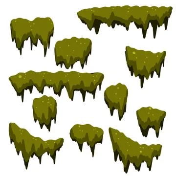 Set of swamp moss of different shapes. Marsh element. Ilustração Stock