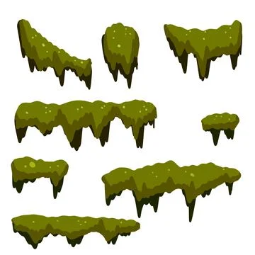 Set of swamp moss of different shapes. Marsh element. Ilustração Stock