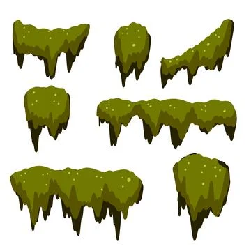 Set of swamp moss of different shapes. Marsh element. Ilustração Stock