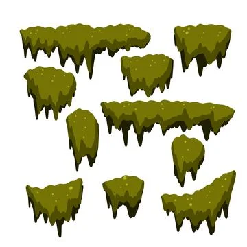 Set of swamp moss of different shapes. Marsh element Ilustração Stock