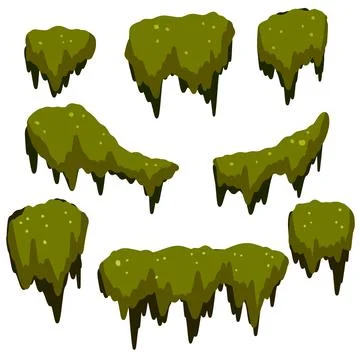 Set of swamp moss of different shapes. Marsh element. bog mud Ilustração Stock