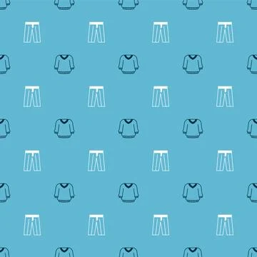 Set Sweater and Pants on seamless pattern. Vector Stock Illustration