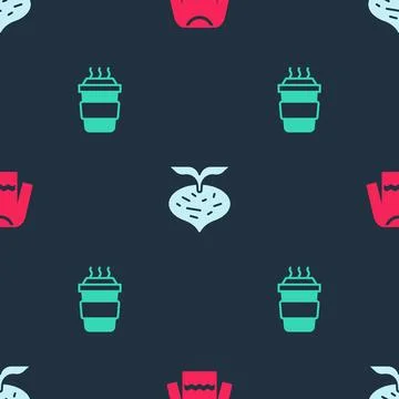 Set Sweater, Beet and Coffee cup to go on seamless pattern. Vector 스톡 일러스트