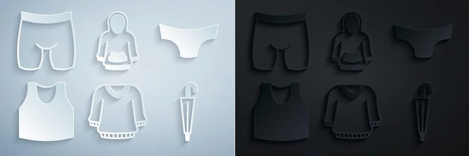 Set Sweater, Men underpants, Undershirt, Umbrella, Hoodie and Cycling shorts Stock Illustration