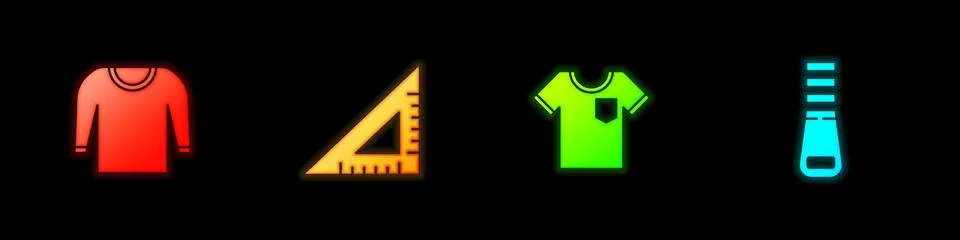 Set Sweater, Triangular ruler, T-shirt and Zipper icon. Vector Illustrazione stock