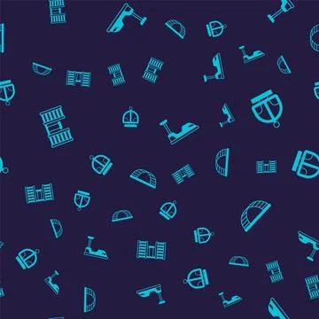 Set Swedish wall, Attraction carousel, Bumper and Monkey bar on seamless pattern Stock Illustration