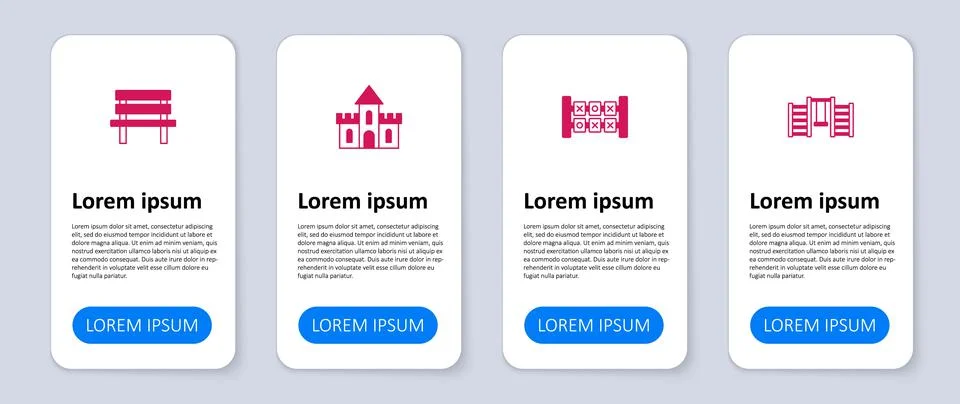 Set Swedish wall, Education logic game, Sand castle and Bench. Business Stock-Illustration