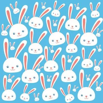 Set of sweet and happy easter rabbits for holidays Stock Illustration