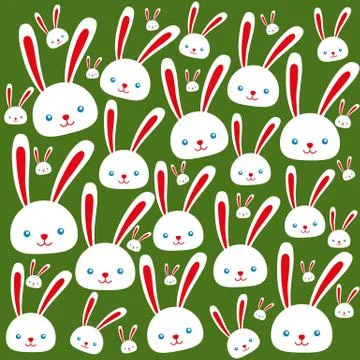 Set of sweet and happy easter rabbits for holidays Stock Illustration