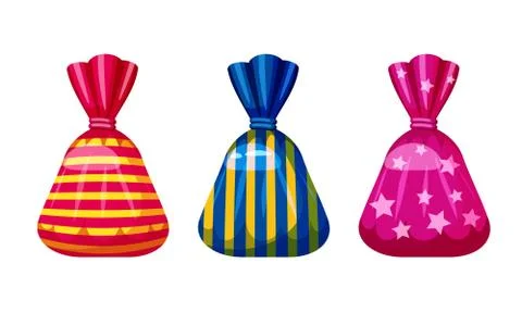 A set of sweet candies in a package of different colors, vector. Illustration of Stock Illustration