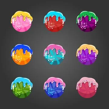 Set of sweet cartoon button Stock Illustration