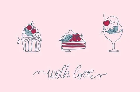 Set of sweet desserts Stock Illustration