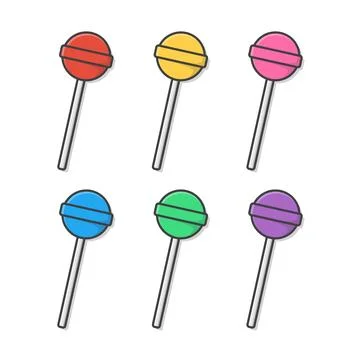 Set Of Sweet Lollipop Vector Icon Illustration. Sweet Candy Flat Icon Illustrazione stock