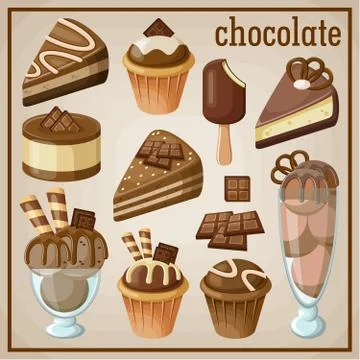 Set of sweets and chocolate. Stock Illustration