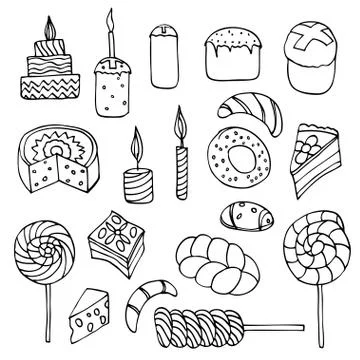 Set of sweets, hand-drawn, vector Doodle イラスト素材