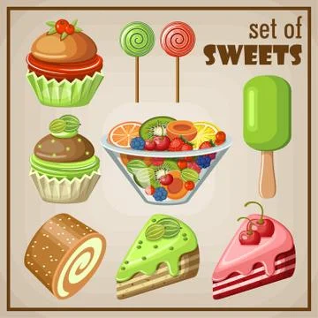Set of sweets. Stock Illustration