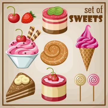 Set of sweets. Stock Illustration
