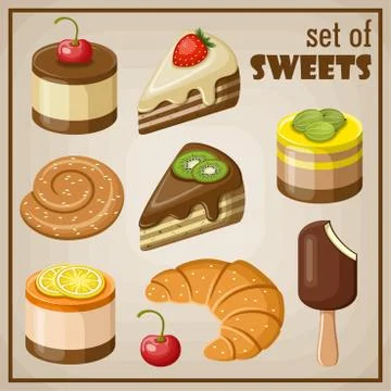 Set of sweets. Stock Illustration