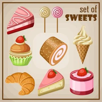 Set of sweets. Stock Illustration