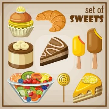 Set of sweets. Stock Illustration