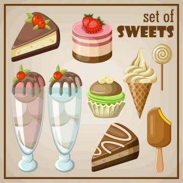 Set of sweets. Stock Illustration