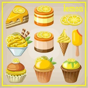 Set of sweets with lemon. Stock Illustration