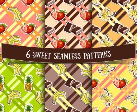 Set Sweets Striped Backgrounds Stock Illustration