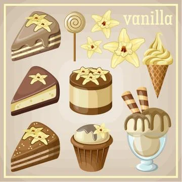 Set of sweets vanilla. Stock Illustration