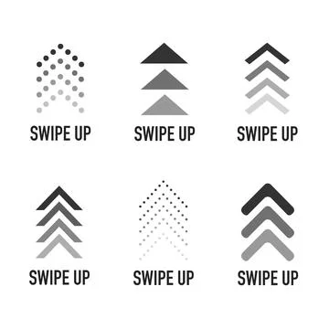 Set swipe up arrows icon. Group arrows directed upwards. Different black arrows Stock Illustration