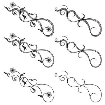 Set of swirl border design elements Stock Illustration