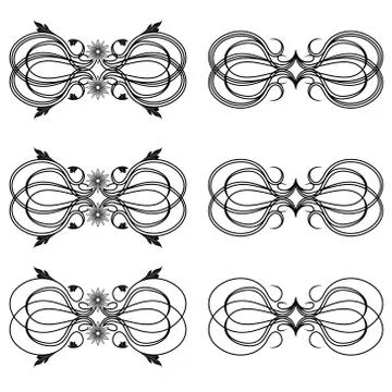 Set of swirl border design elements Stock Illustration