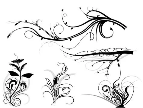 Set of swirling graphic elements vector Stock Illustration