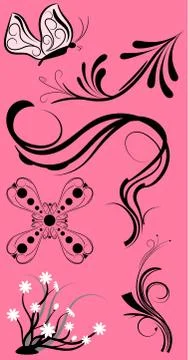 Set of swirling graphic elements vector Stock Illustration