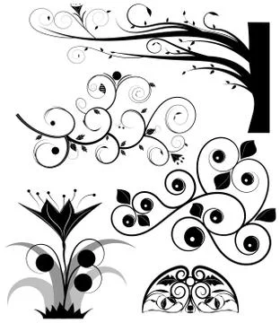 Set of swirling graphic elements vector Stock Illustration
