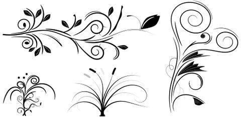 Set of swirling graphic elements vector Stock Illustration