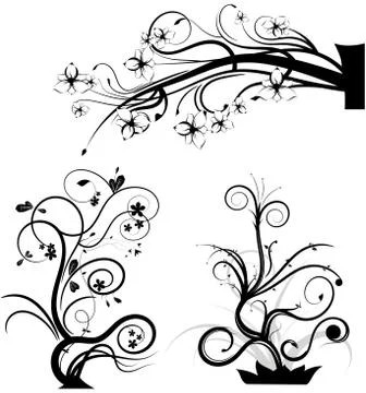 Set of swirling graphic elements vector Stock Illustration
