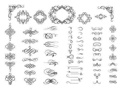 Set of swirly elements Stock Illustration