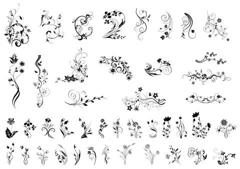 Set of swirly flourish design elements Stock Illustration