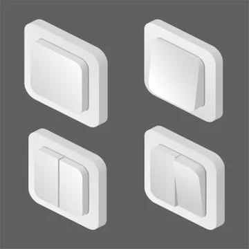 Set switch toggle button isometric icon vector illustration 스톡 일러스트